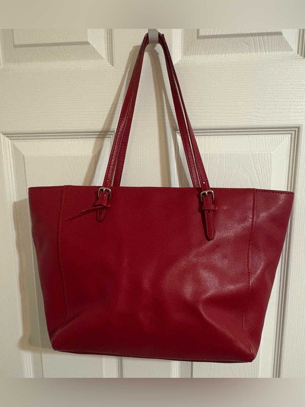 COACH, Red Leather Turnlock Tote with Tag - Picture 2 of 13